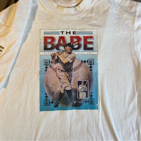 Vintage Single Stitch Babe Ruth The Babe Baseball Hall Of Fame Graphic Tee Large - Picture 2 of 9